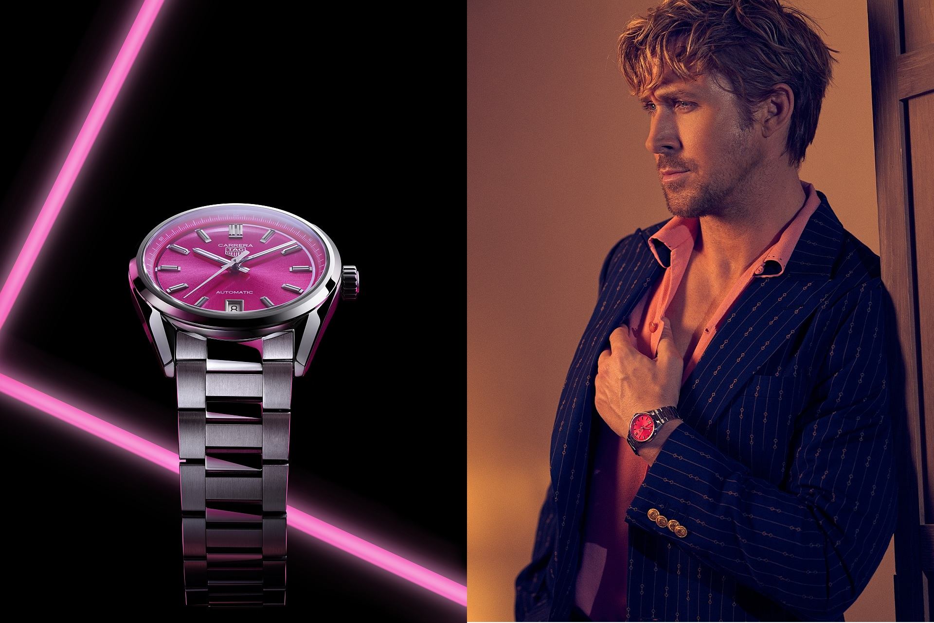 芭比風潮來襲，TAG Heuer Carrera 36毫米日期自動腕錶用鮮豔配色為型男點綴自信魅力